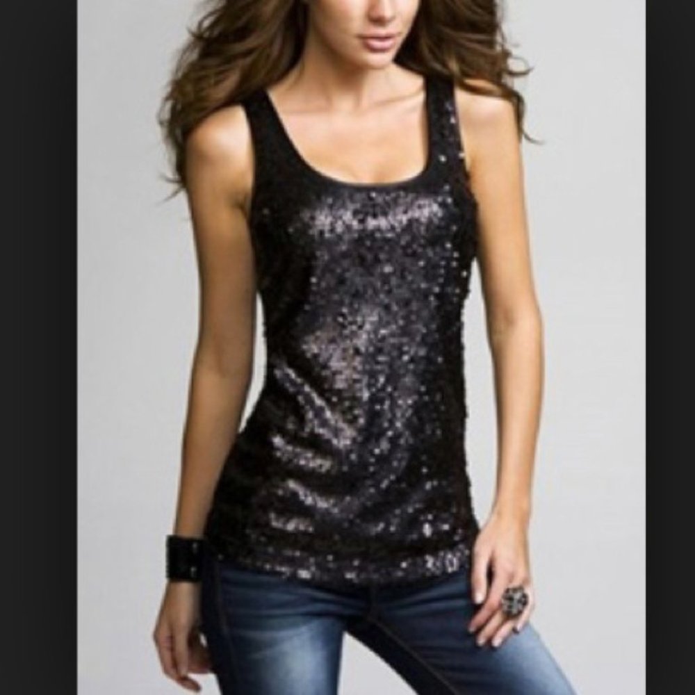 Express sequin tank top